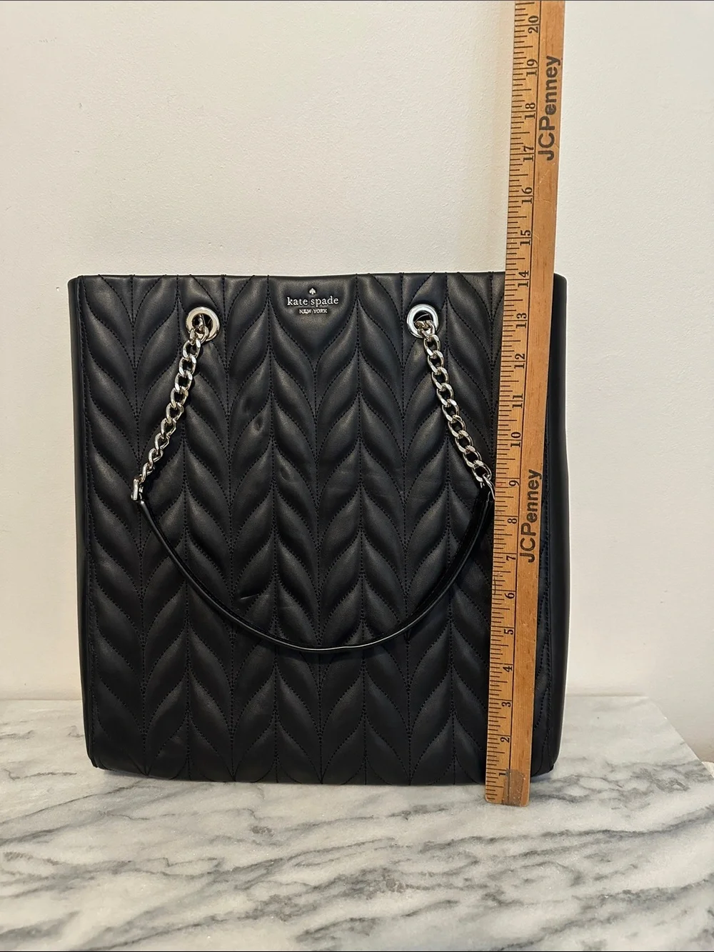 kate spade Black Briar lane Quilted Chevron Tote with Chain Handles NWOT